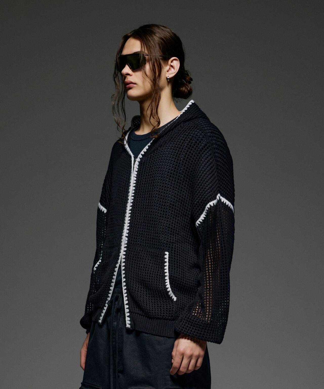 手工縫線網眼連帽衛衣 HAND - STITCH MESH HOODIE