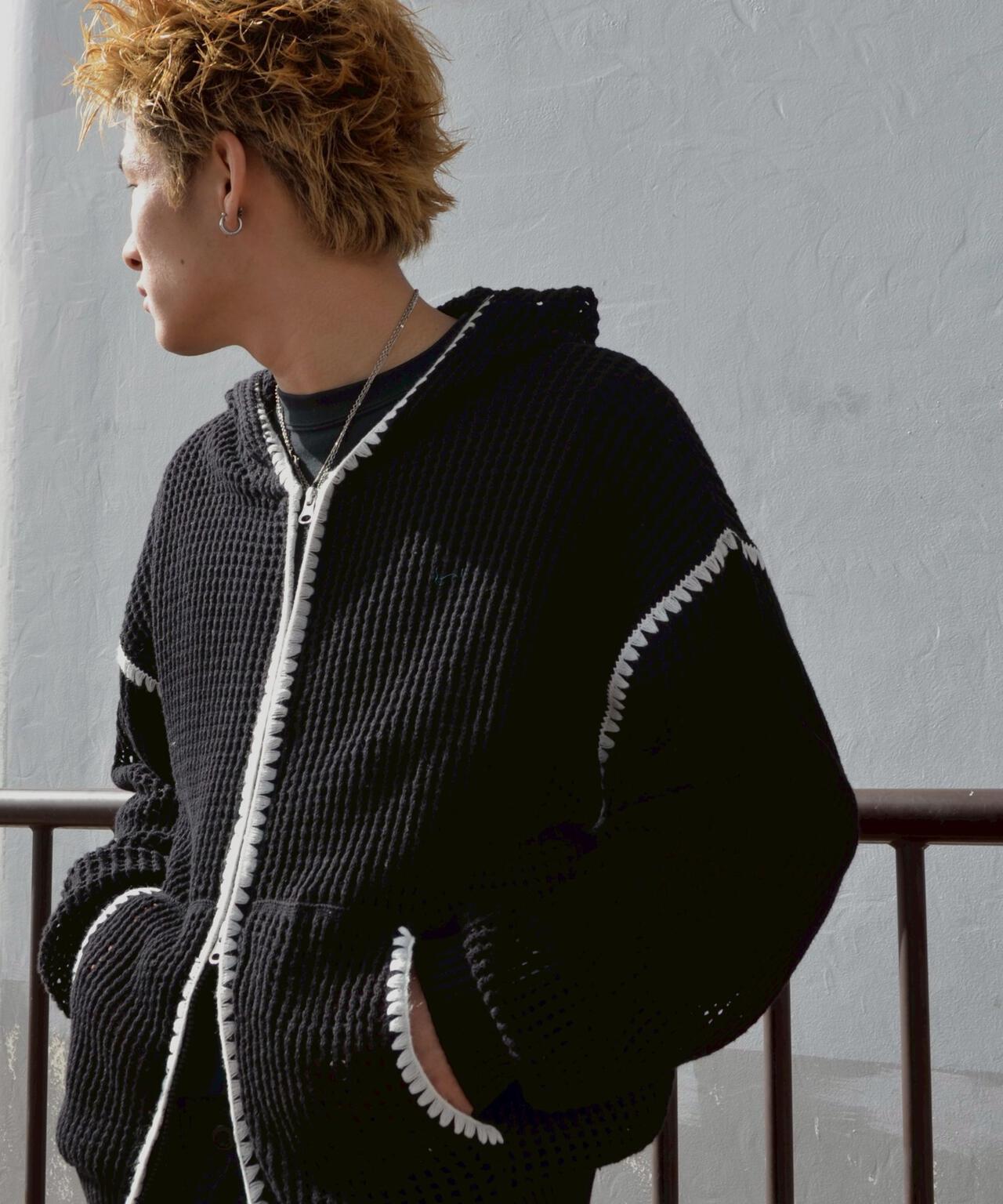 手工縫線網眼連帽衛衣 HAND - STITCH MESH HOODIE