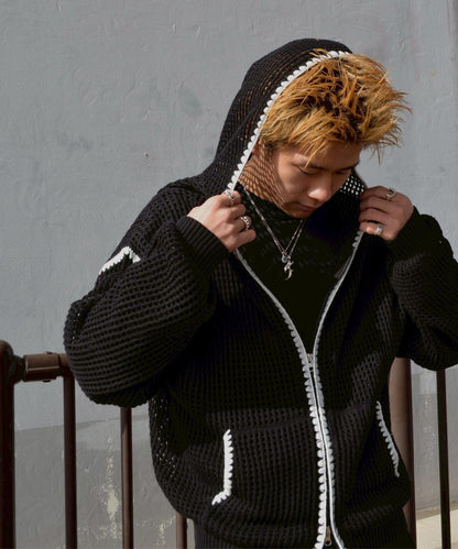 手工縫線網眼連帽衛衣 HAND - STITCH MESH HOODIE