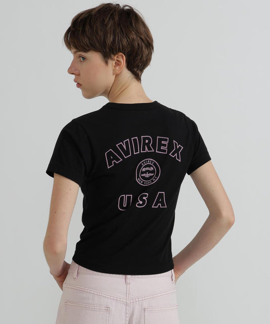 《WOMAN》 VARSITY LOGO 學院字母圖案 短款 T-SHIRT