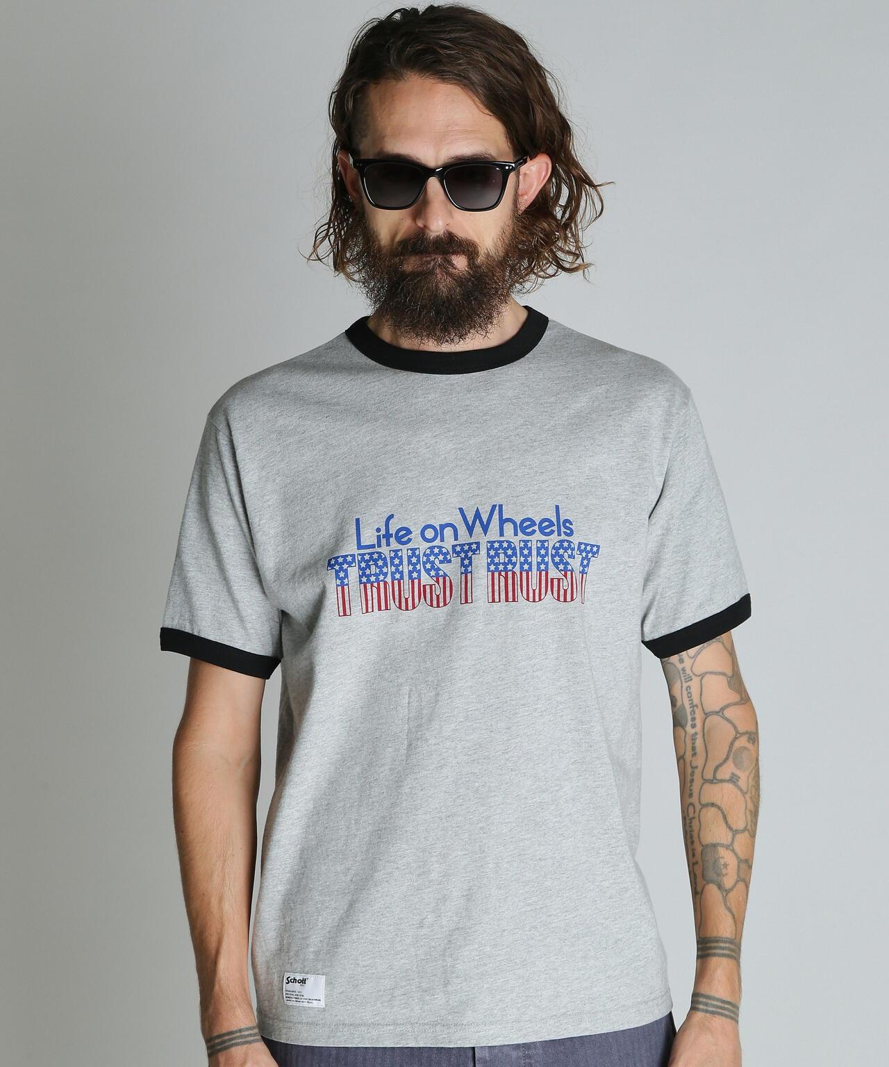 TRUST RUST RINGER T-SHIRT 撞色領T恤