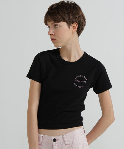 《WOMAN》 VARSITY LOGO 學院字母圖案 短款 T-SHIRT