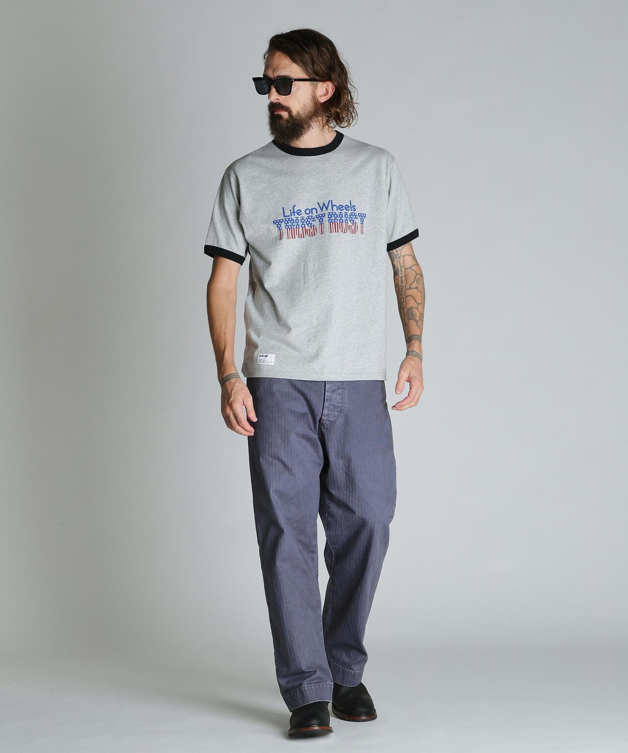 TRUST RUST RINGER T-SHIRT 撞色領T恤