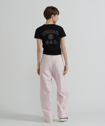 《WOMAN》 VARSITY LOGO 學院字母圖案 短款 T-SHIRT
