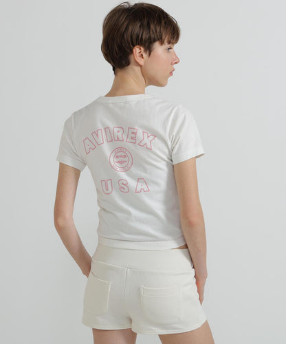 《WOMAN》 VARSITY LOGO 學院字母圖案 短款 T-SHIRT