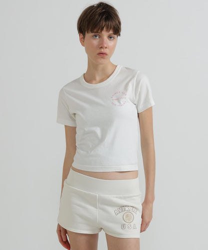 《WOMAN》 VARSITY LOGO 學院字母圖案 短款 T-SHIRT