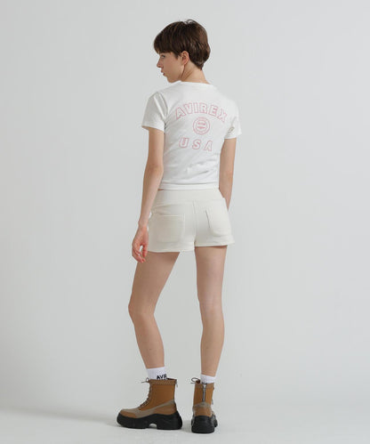 《WOMAN》 VARSITY LOGO 學院字母圖案 短款 T-SHIRT