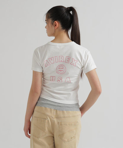 《WOMAN》 VARSITY LOGO 學院字母圖案 短款 T-SHIRT