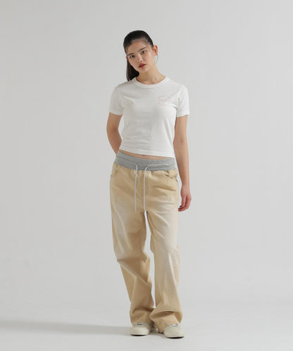 《WOMAN》 VARSITY LOGO 學院字母圖案 短款 T-SHIRT