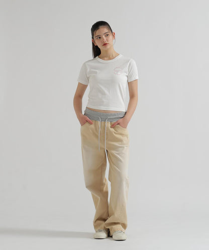 《WOMAN》 VARSITY LOGO 學院字母圖案 短款 T-SHIRT