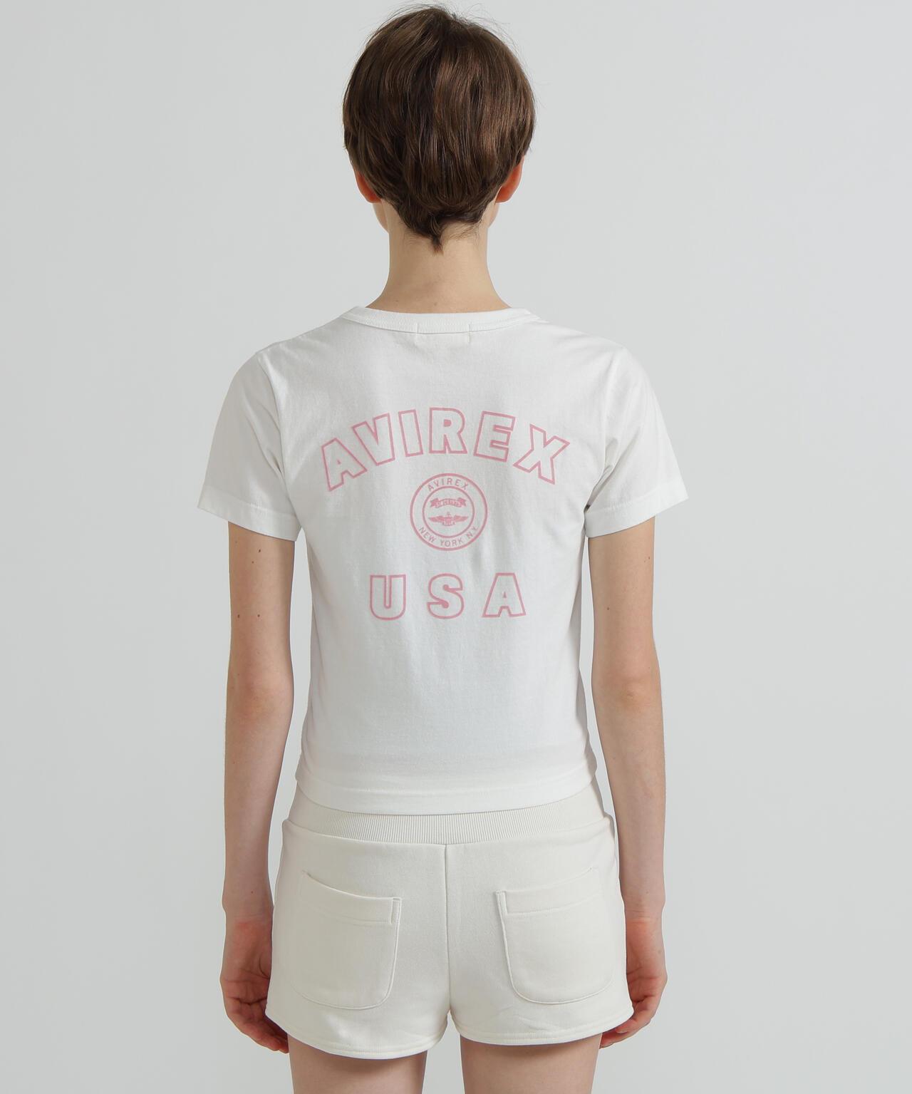 《WOMAN》 VARSITY LOGO 學院字母圖案 短款 T-SHIRT