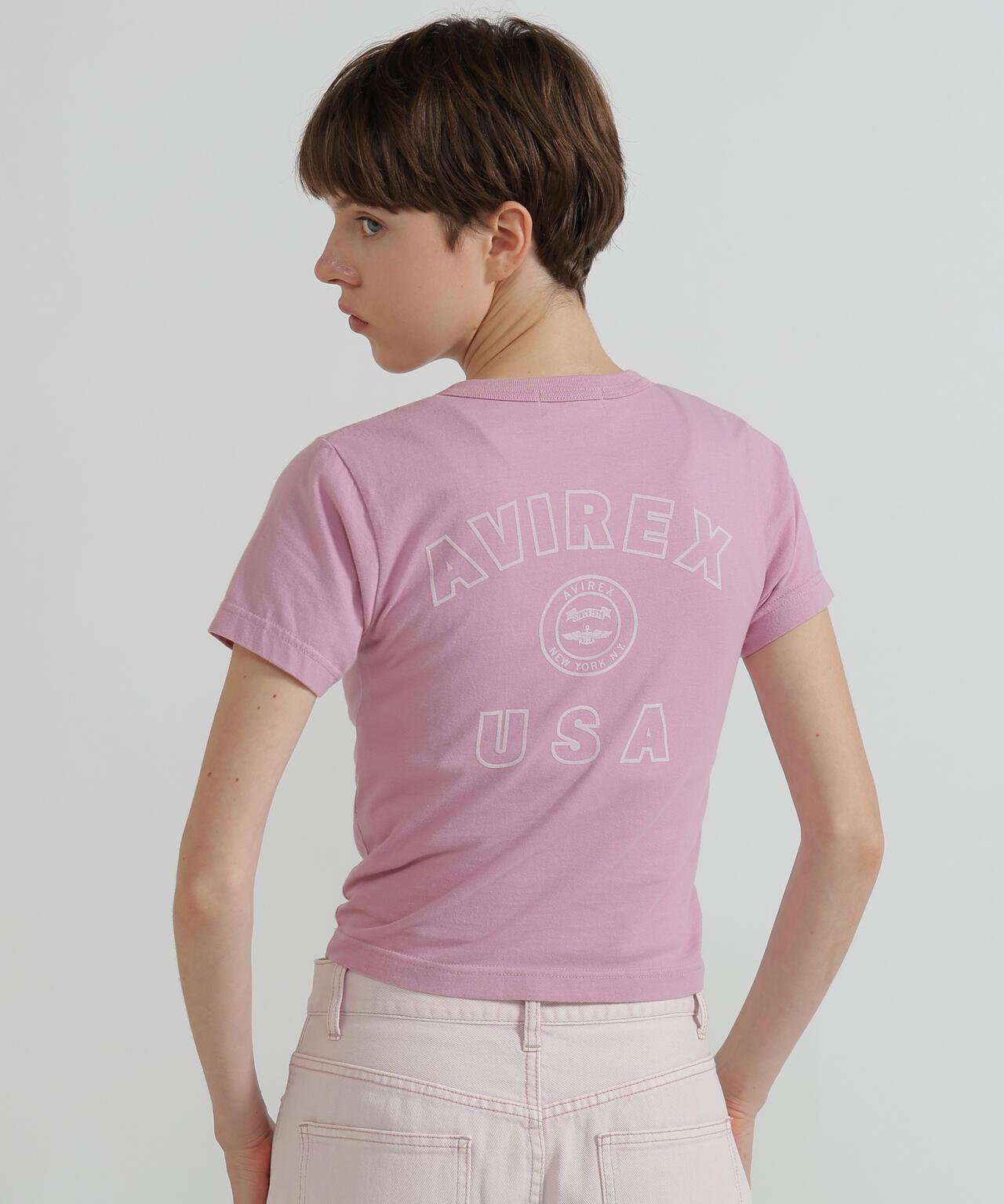 《WOMAN》 VARSITY LOGO 學院字母圖案 短款 T-SHIRT