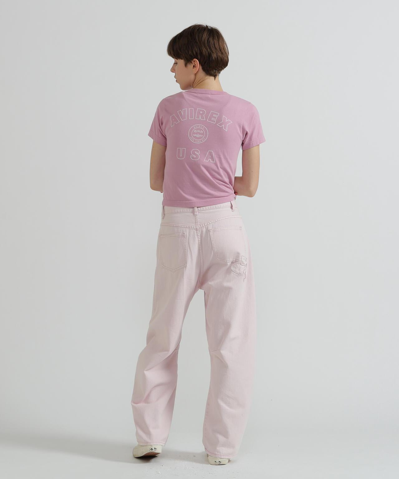 《WOMAN》 VARSITY LOGO 學院字母圖案 短款 T-SHIRT
