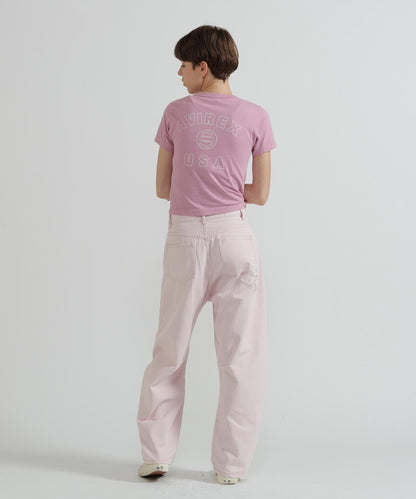 《WOMAN》 VARSITY LOGO 學院字母圖案 短款 T-SHIRT