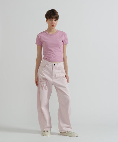 《WOMAN》 VARSITY LOGO 學院字母圖案 短款 T-SHIRT