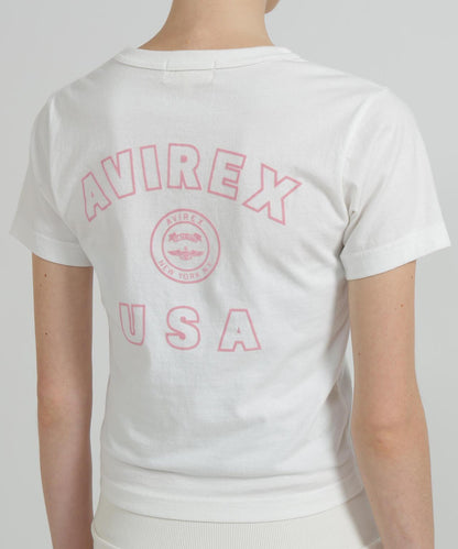《WOMAN》 VARSITY LOGO 學院字母圖案 短款 T-SHIRT