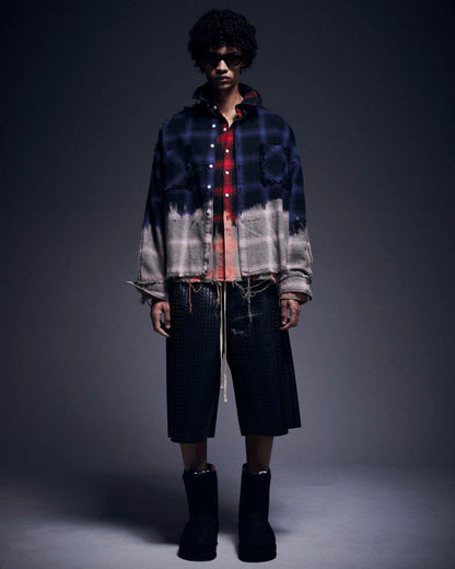 WOVEN FAUX LEATHER SHORTS 短褲