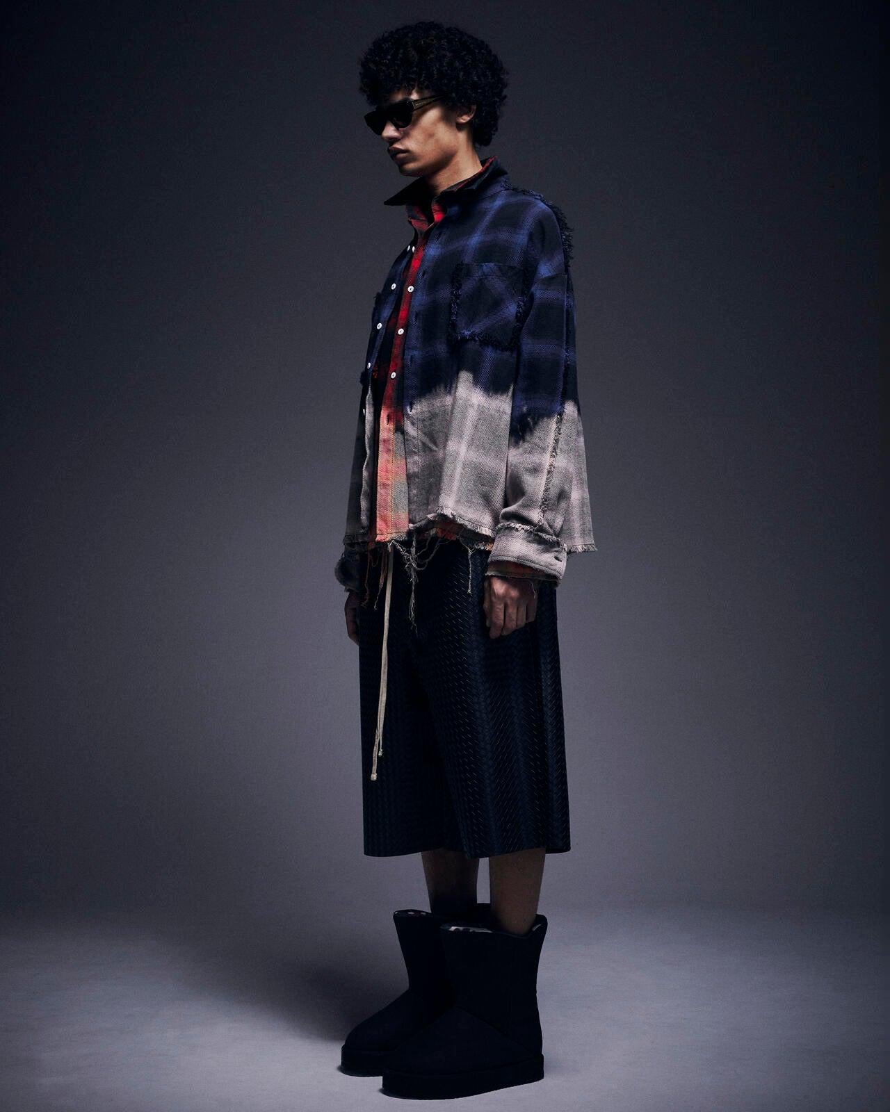 WOVEN FAUX LEATHER SHORTS 短褲