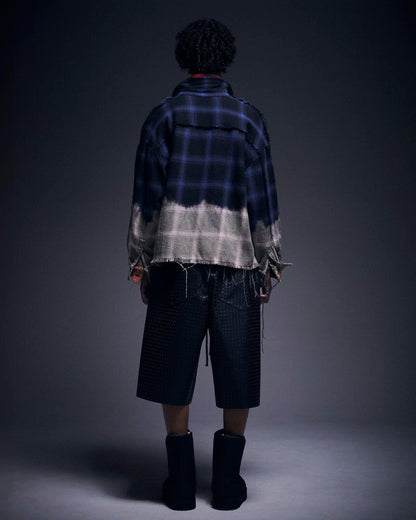 WOVEN FAUX LEATHER SHORTS 短褲