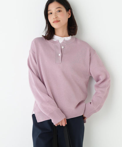 《名品 / 洗える》 中粗仿麻 開襟 針織套頭衫