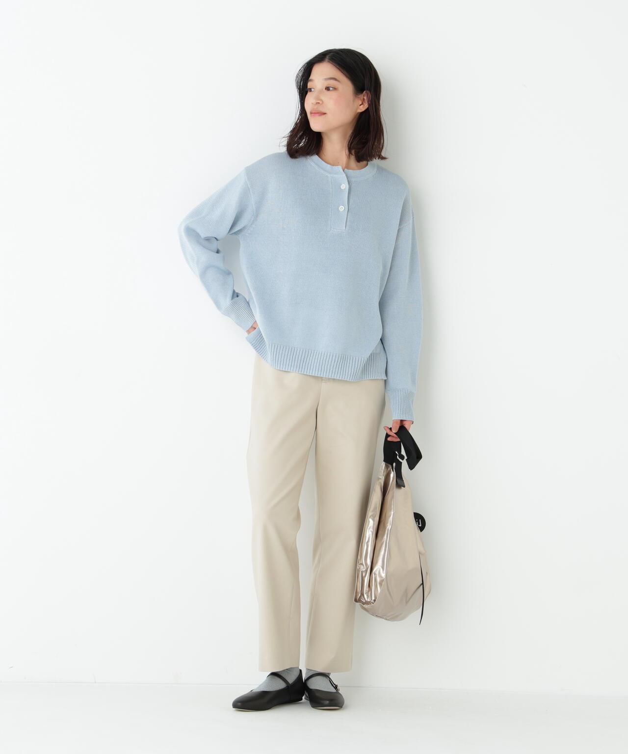 《名品 / 洗える》 中粗仿麻 開襟 針織套頭衫