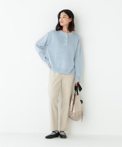 《名品 / 洗える》 中粗仿麻 開襟 針織套頭衫