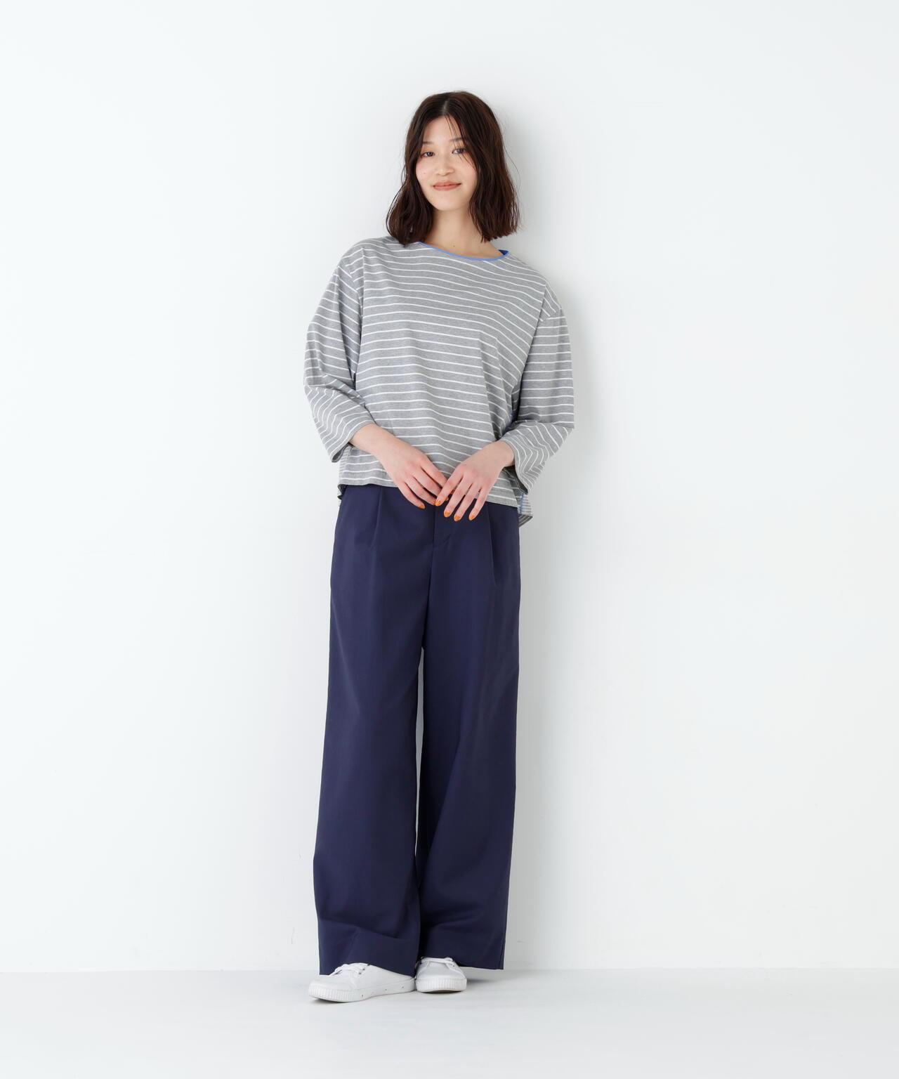 《マルチサイズ / UVカット・接觸冷感》 微闊腿 乾爽觸感牛津布 褲子