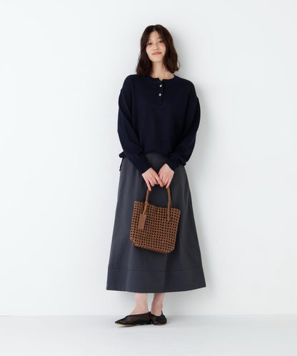 《名品 / 洗える》 中粗仿麻 開襟 針織套頭衫
