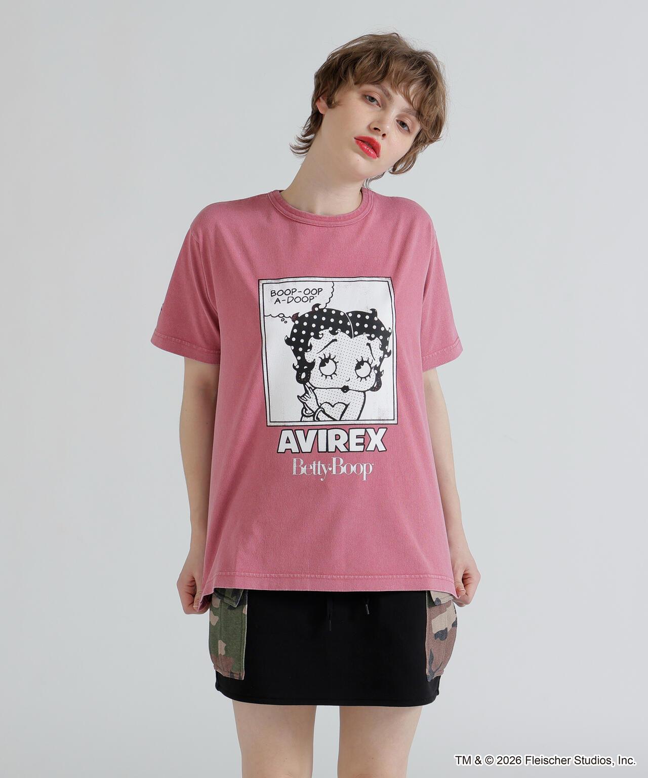 AVIREX × Betty Boop（貝蒂娃娃） 短袖T恤 FADE WASH S/S T-SHIRT
