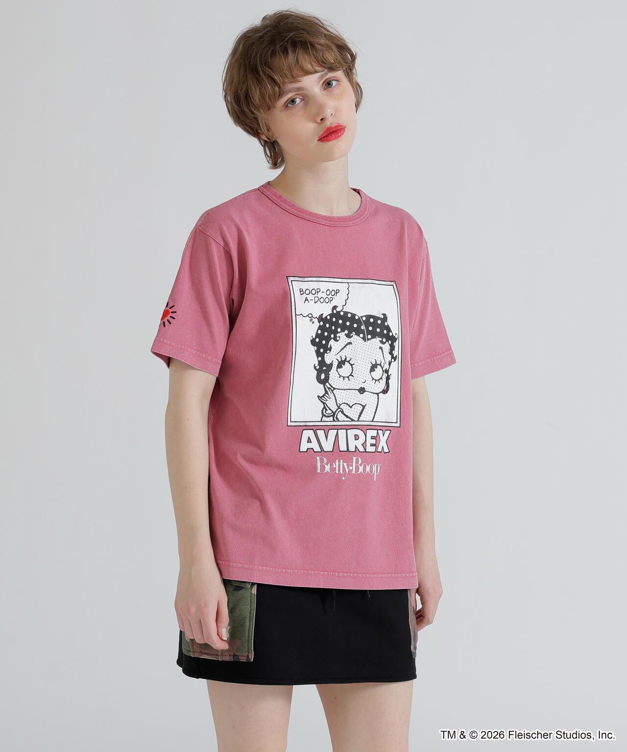 AVIREX × Betty Boop（貝蒂娃娃） 短袖T恤 FADE WASH S/S T-SHIRT