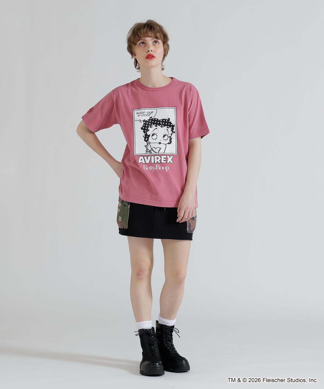AVIREX × Betty Boop（貝蒂娃娃） 短袖T恤 FADE WASH S/S T-SHIRT