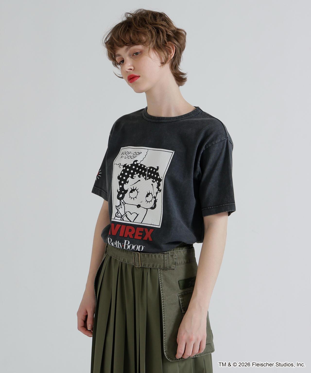 AVIREX × Betty Boop（貝蒂娃娃） 短袖T恤 FADE WASH S/S T-SHIRT