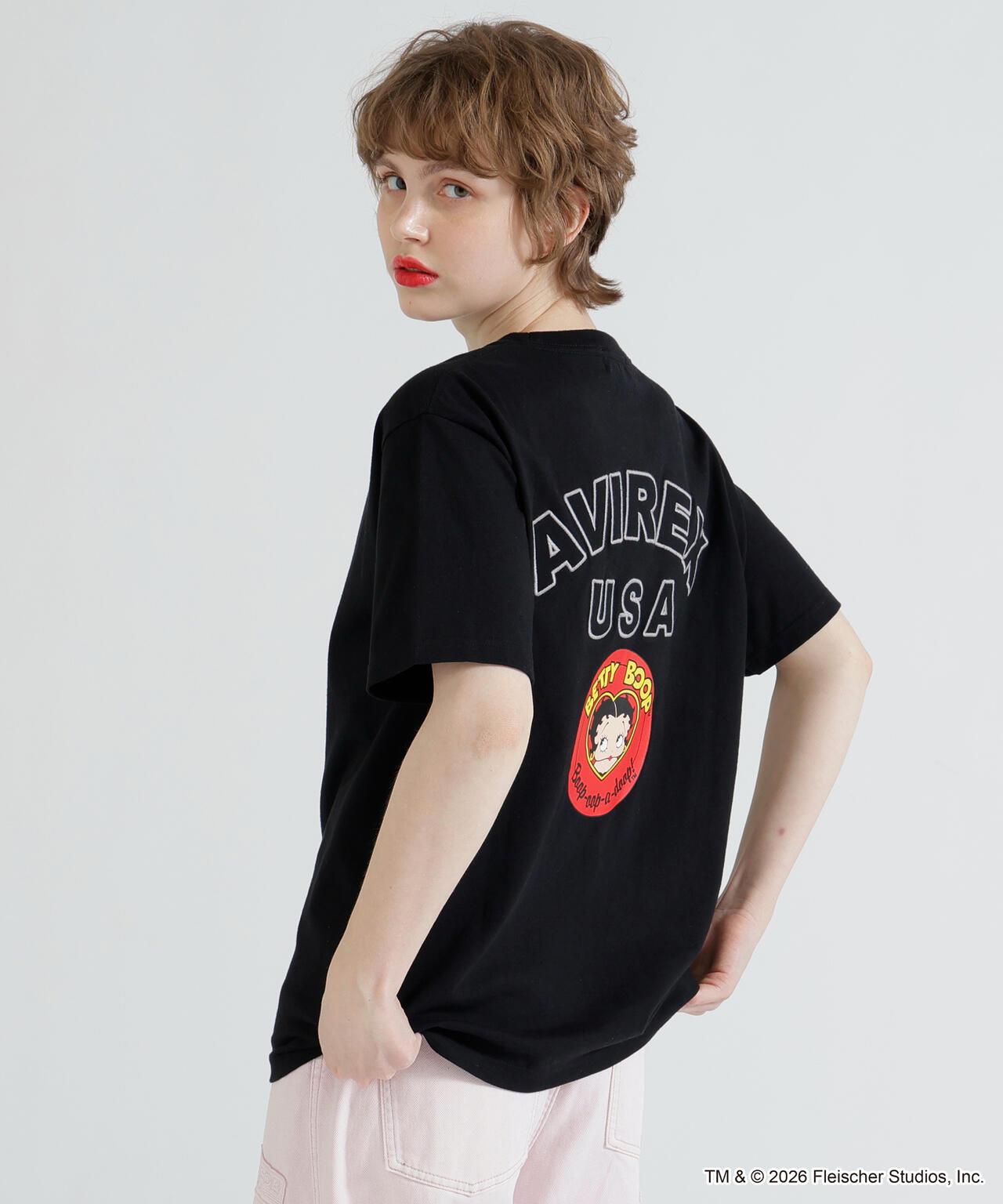 AVIREX × Betty Boop 學院風Logo短袖T恤