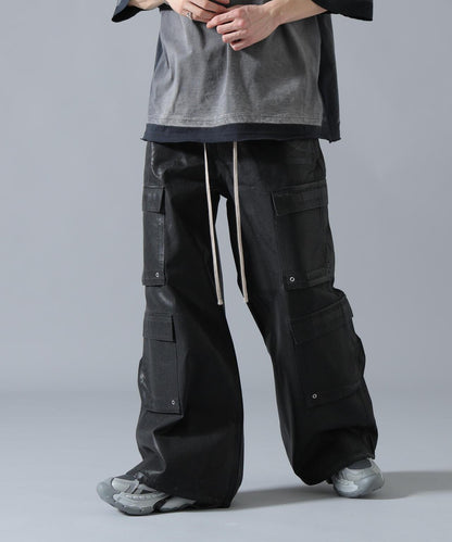 橡膠塗層 喇叭版型 11oz RABBER COATED FLARE CARGO PANTS 工裝褲