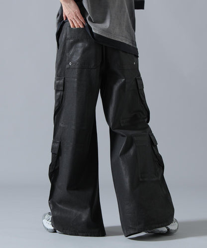 橡膠塗層 喇叭版型 11oz RABBER COATED FLARE CARGO PANTS 工裝褲