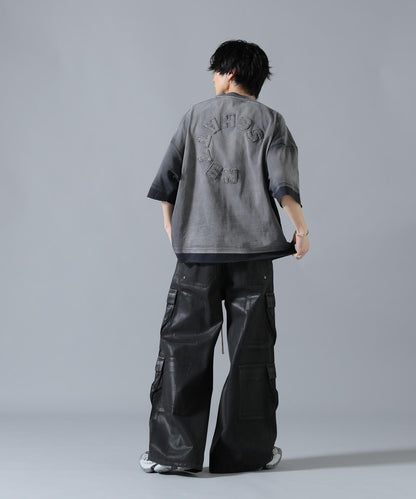 橡膠塗層 喇叭版型 11oz RABBER COATED FLARE CARGO PANTS 工裝褲