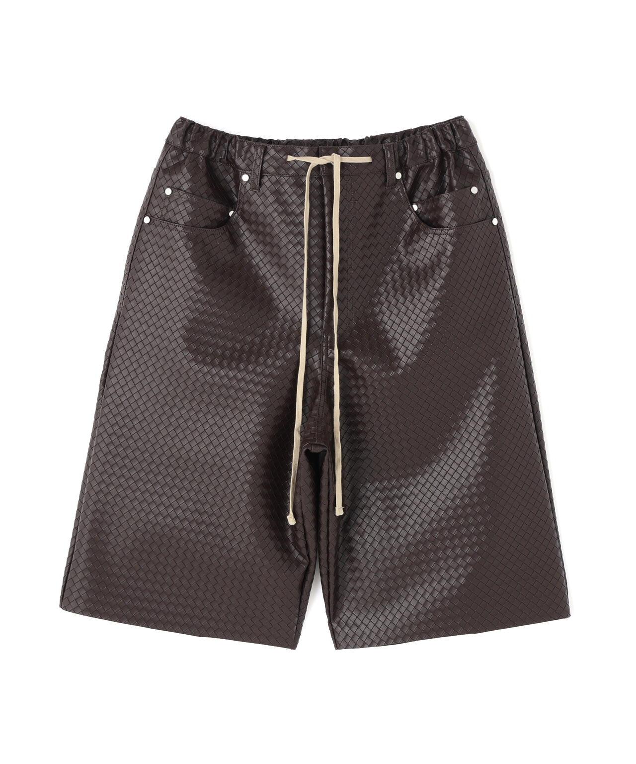 WOVEN FAUX LEATHER SHORTS 短褲