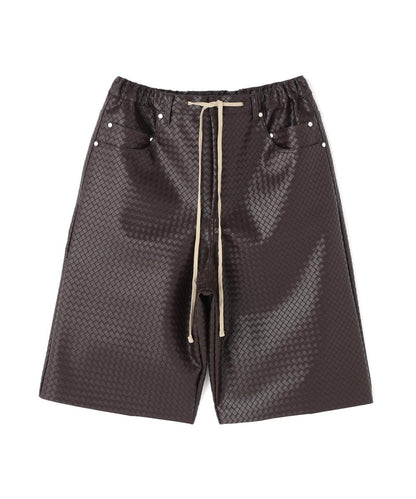 WOVEN FAUX LEATHER SHORTS 短褲