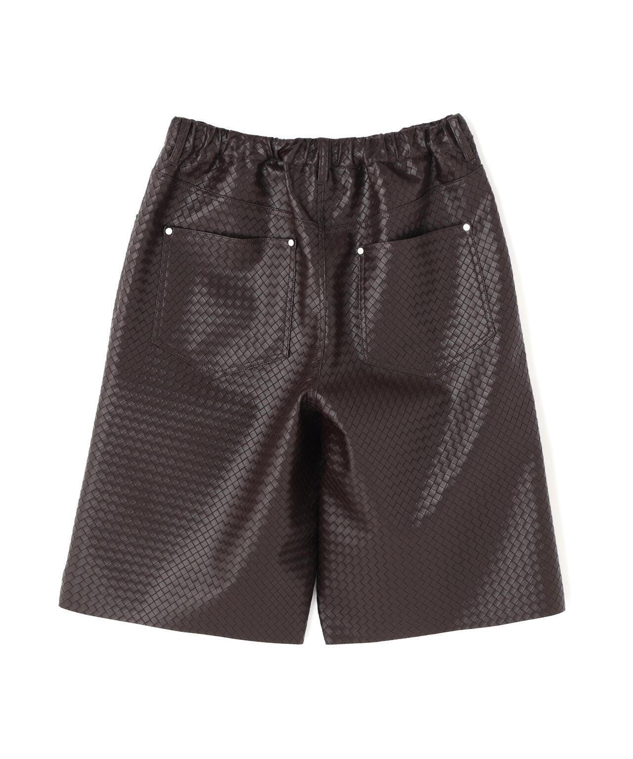 WOVEN FAUX LEATHER SHORTS 短褲