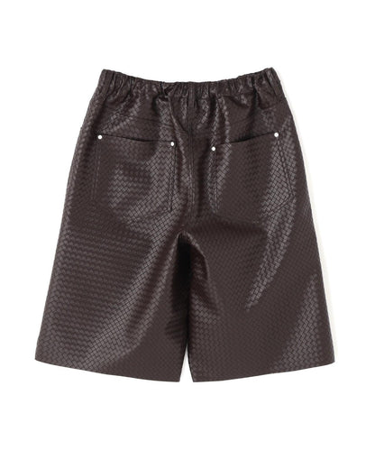WOVEN FAUX LEATHER SHORTS 短褲