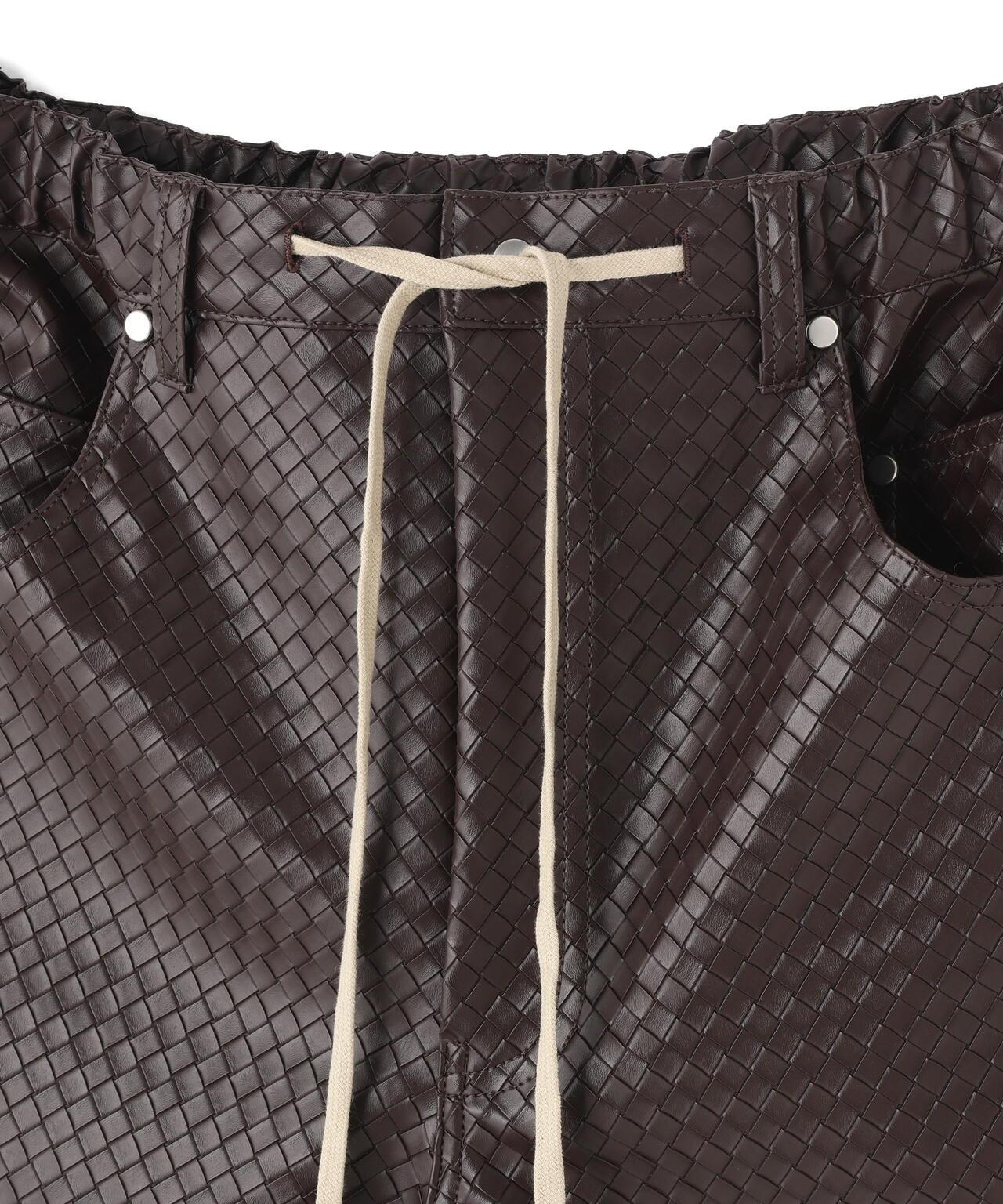 WOVEN FAUX LEATHER SHORTS 短褲