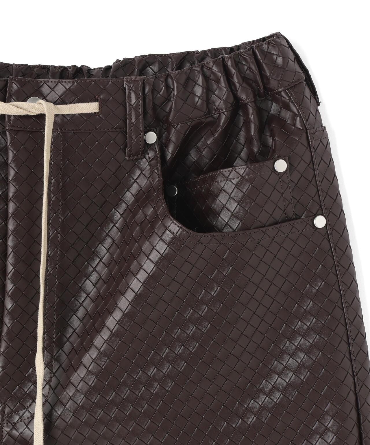 WOVEN FAUX LEATHER SHORTS 短褲