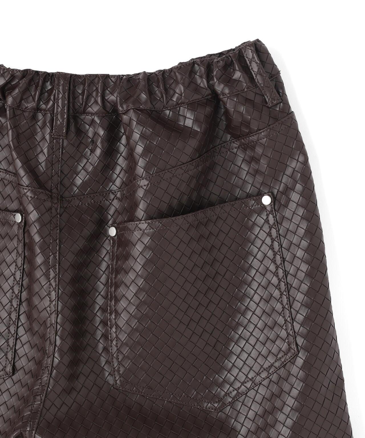 WOVEN FAUX LEATHER SHORTS 短褲