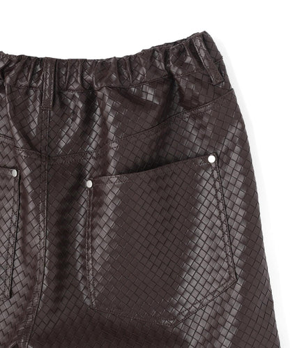 WOVEN FAUX LEATHER SHORTS 短褲