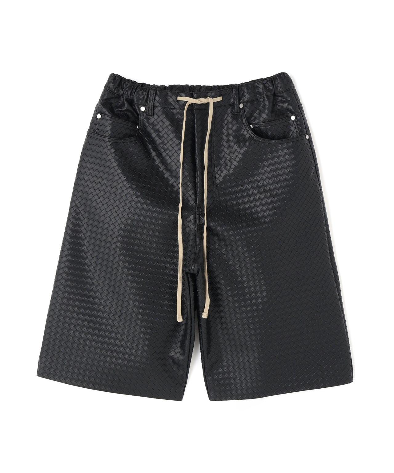 WOVEN FAUX LEATHER SHORTS 短褲