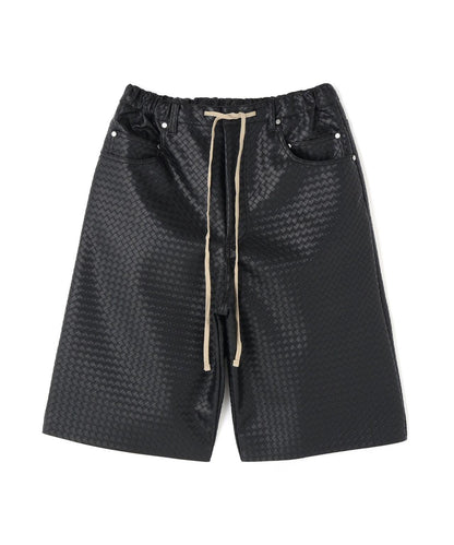 WOVEN FAUX LEATHER SHORTS 短褲