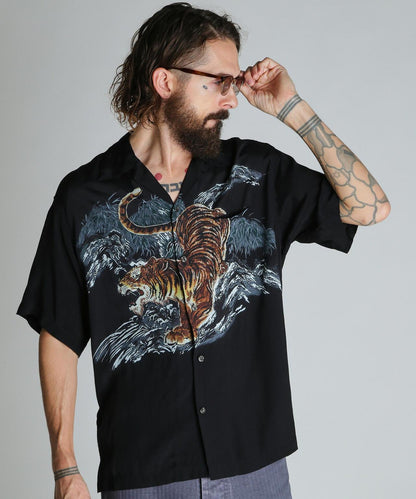 TIGER RAYON SHIRT 老虎圖案 人造絲 襯衫