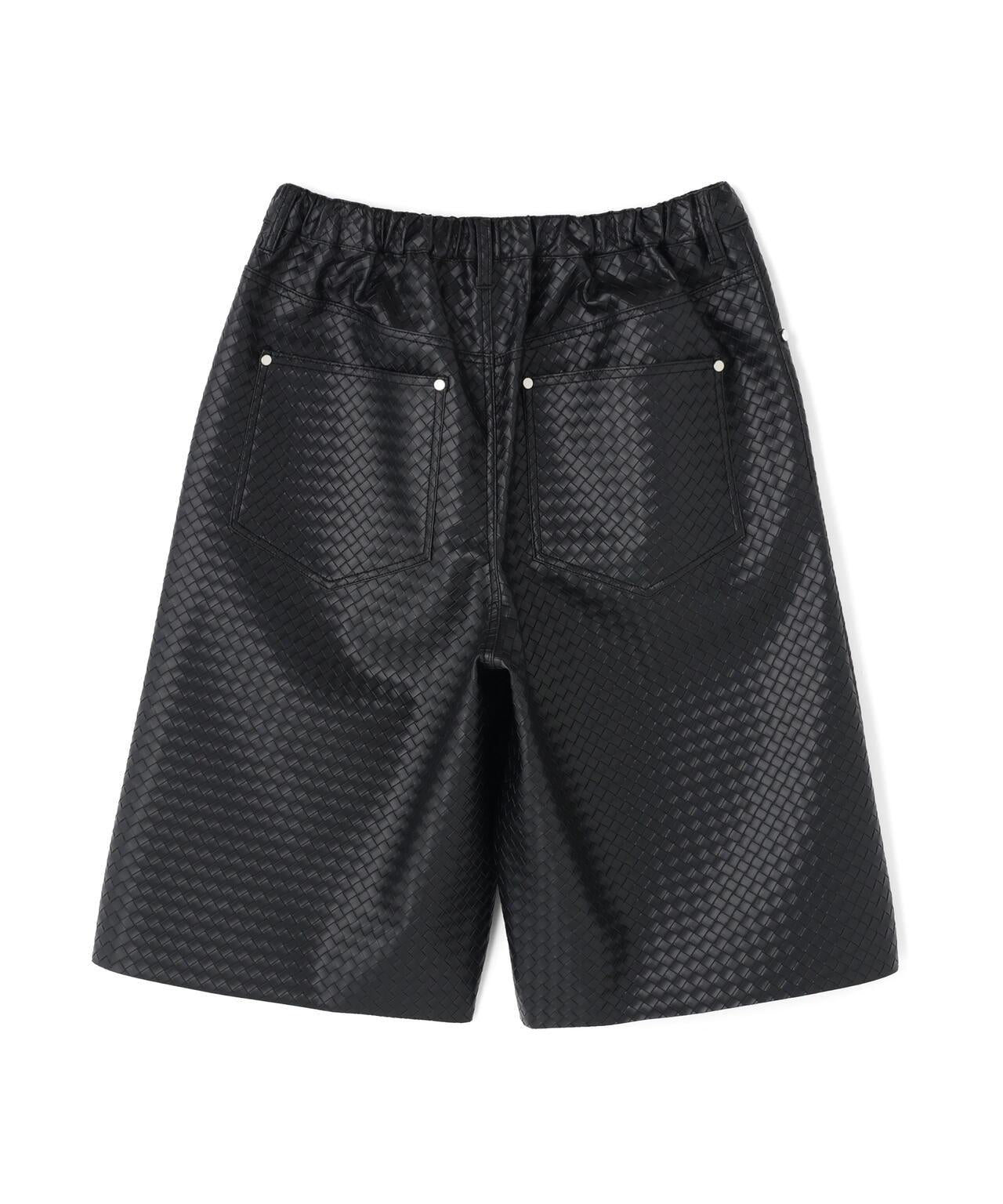 WOVEN FAUX LEATHER SHORTS 短褲