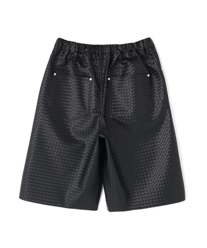 WOVEN FAUX LEATHER SHORTS 短褲