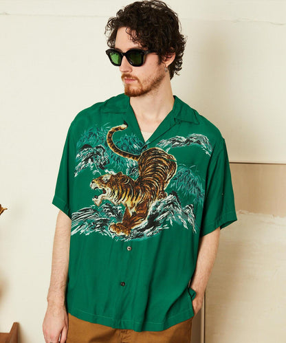 TIGER RAYON SHIRT 老虎圖案 人造絲 襯衫
